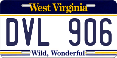 WV license plate DVL906