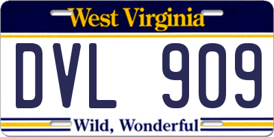 WV license plate DVL909
