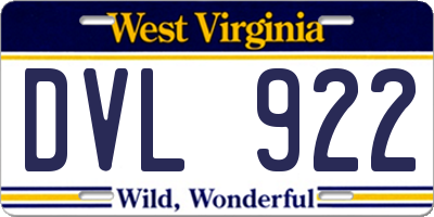 WV license plate DVL922