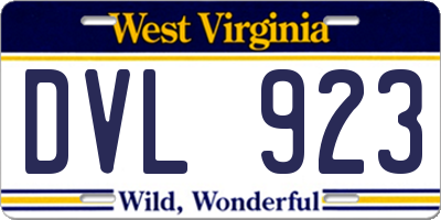 WV license plate DVL923