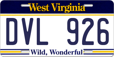 WV license plate DVL926