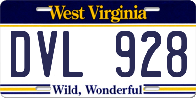 WV license plate DVL928