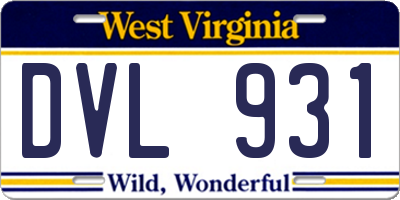 WV license plate DVL931