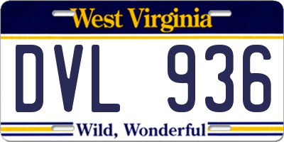 WV license plate DVL936