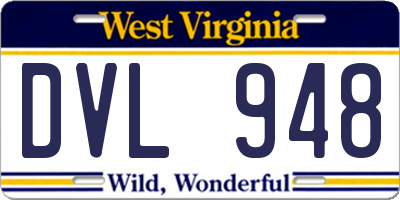 WV license plate DVL948