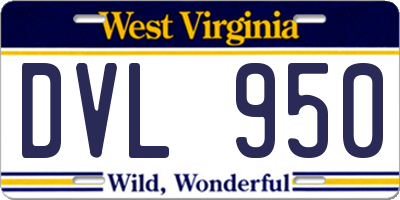 WV license plate DVL950