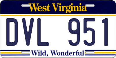 WV license plate DVL951