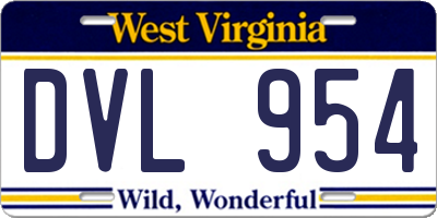 WV license plate DVL954