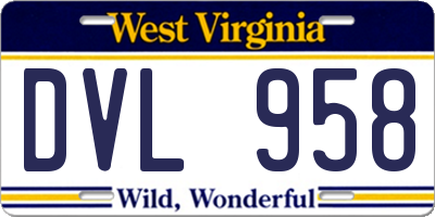 WV license plate DVL958