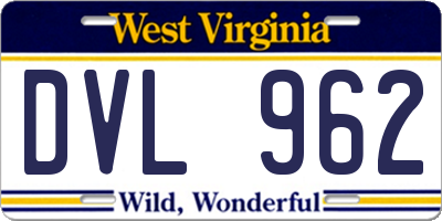 WV license plate DVL962
