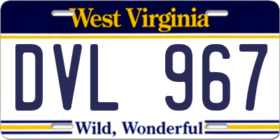 WV license plate DVL967