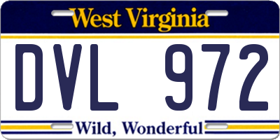 WV license plate DVL972