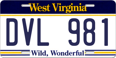 WV license plate DVL981