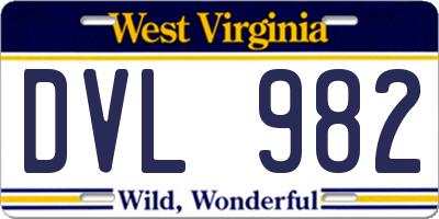 WV license plate DVL982