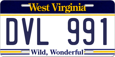 WV license plate DVL991