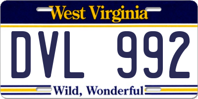 WV license plate DVL992