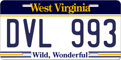 WV license plate DVL993