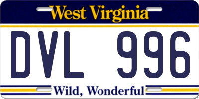 WV license plate DVL996