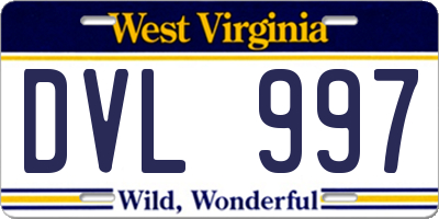 WV license plate DVL997