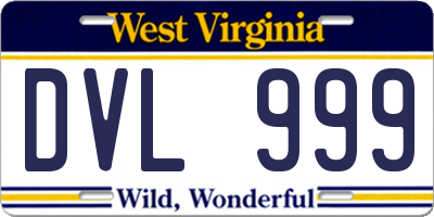 WV license plate DVL999