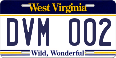 WV license plate DVM002