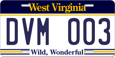 WV license plate DVM003