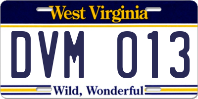 WV license plate DVM013