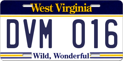 WV license plate DVM016
