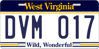 WV license plate DVM017
