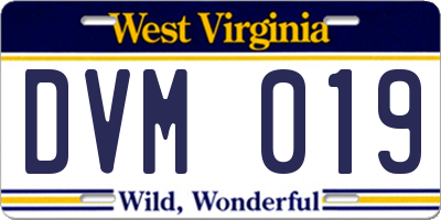 WV license plate DVM019