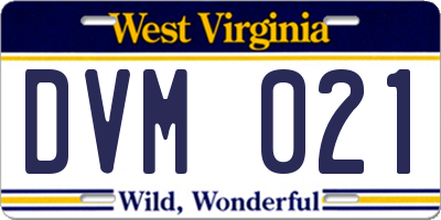 WV license plate DVM021