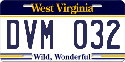 WV license plate DVM032