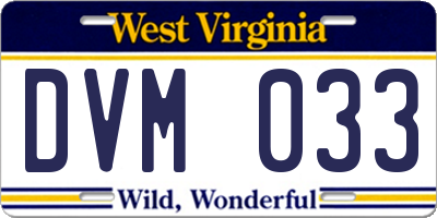 WV license plate DVM033
