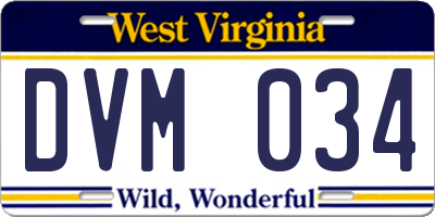 WV license plate DVM034