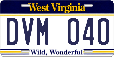 WV license plate DVM040