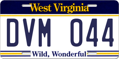 WV license plate DVM044