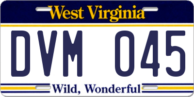WV license plate DVM045