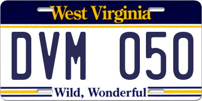 WV license plate DVM050