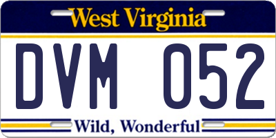 WV license plate DVM052