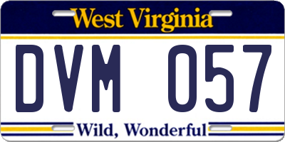 WV license plate DVM057