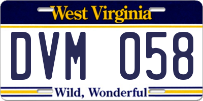 WV license plate DVM058