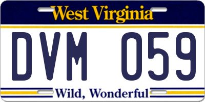 WV license plate DVM059