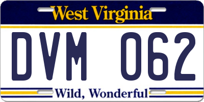 WV license plate DVM062
