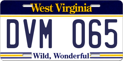 WV license plate DVM065