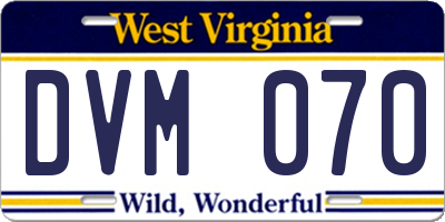 WV license plate DVM070