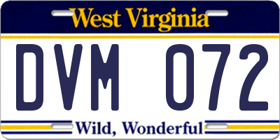 WV license plate DVM072