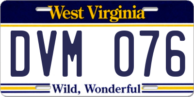 WV license plate DVM076