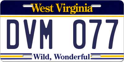 WV license plate DVM077