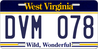 WV license plate DVM078