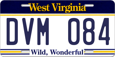 WV license plate DVM084